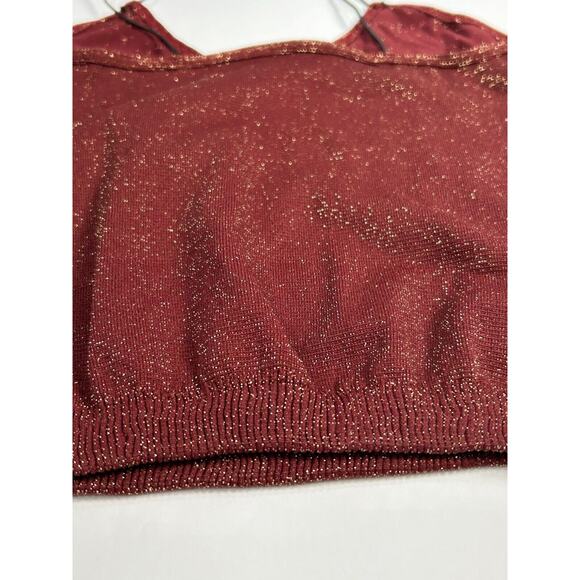 Free People Intimately Skinny Strap Seamless Brami Cami Crop Top Burgundy XS/S - Picture 4 of 5